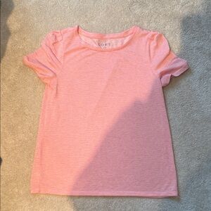 LOFT Coral Striped Short Sleeve Tee